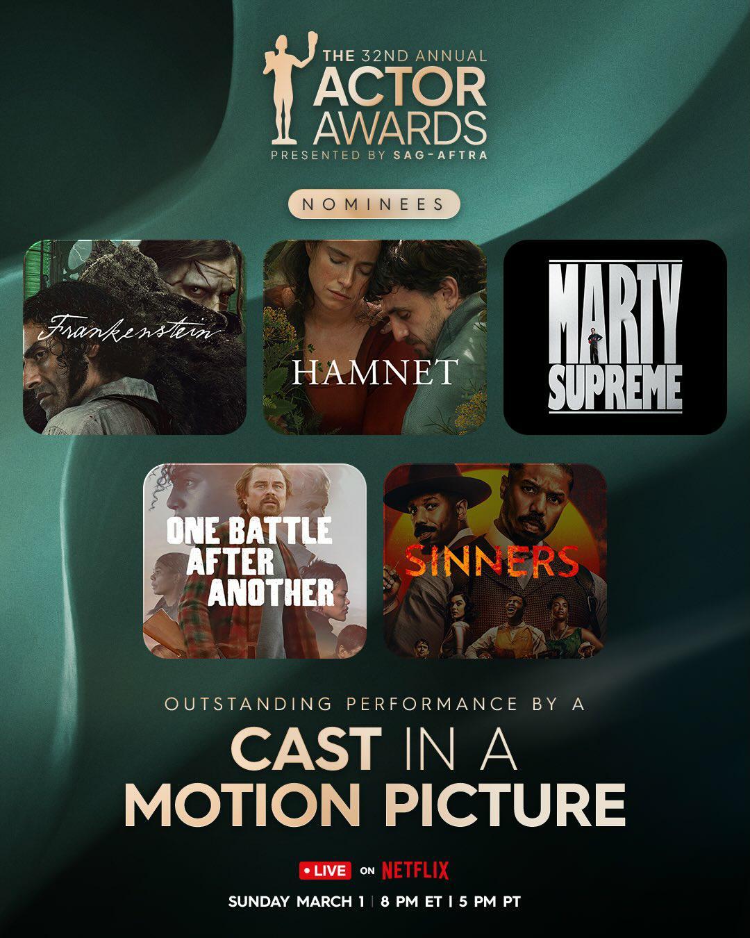 2026演员奖提名第32届美国演员奖完整提名名单揭晓！该奖以前叫美国演员工会奖，