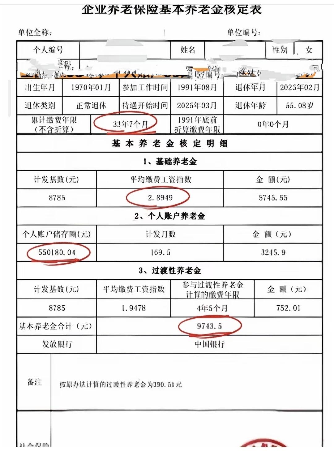 企业女工55岁退休，养老金直接干到9743元！这张核定表把真相全说透了！

坐标