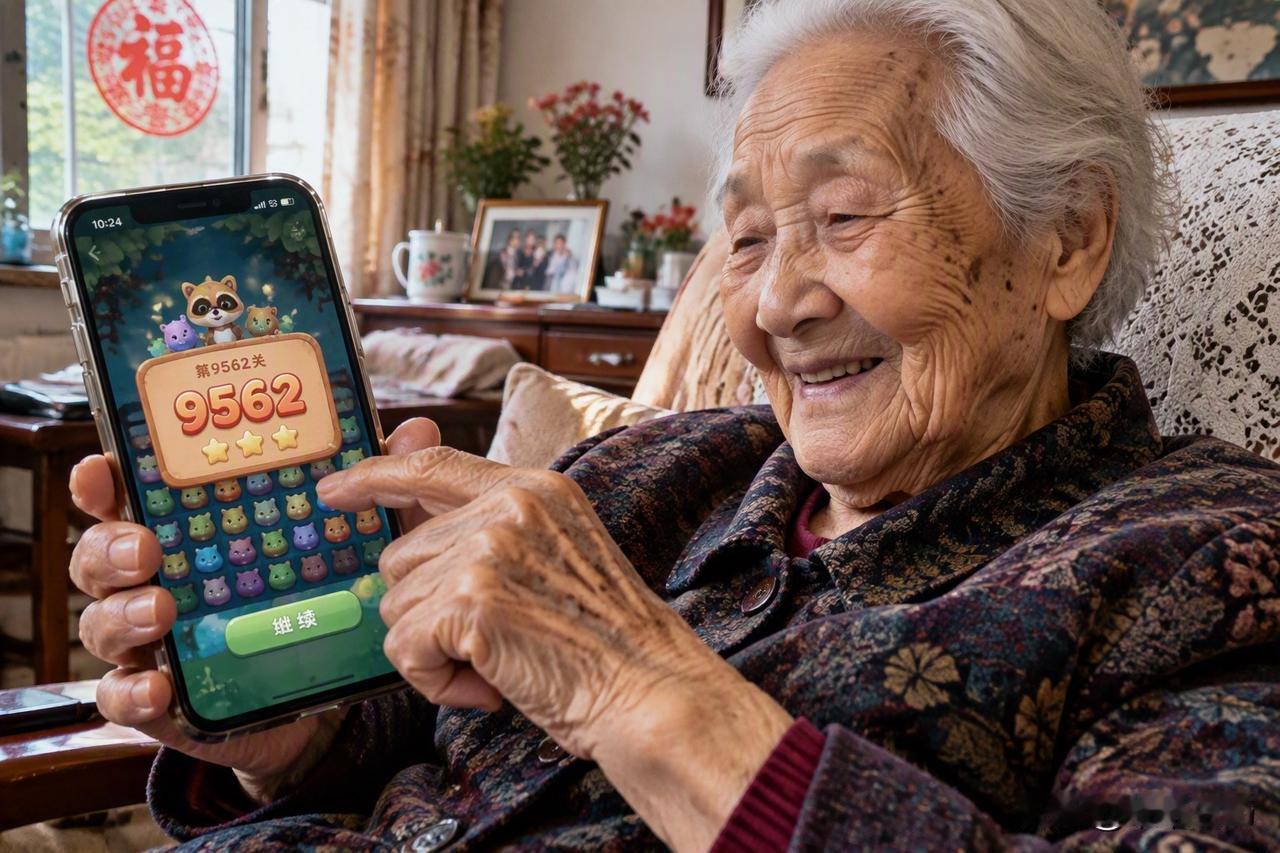 99岁奶奶把消消乐玩到9562关

很多人下载游戏是为了打发时间，玩几天就卸载了