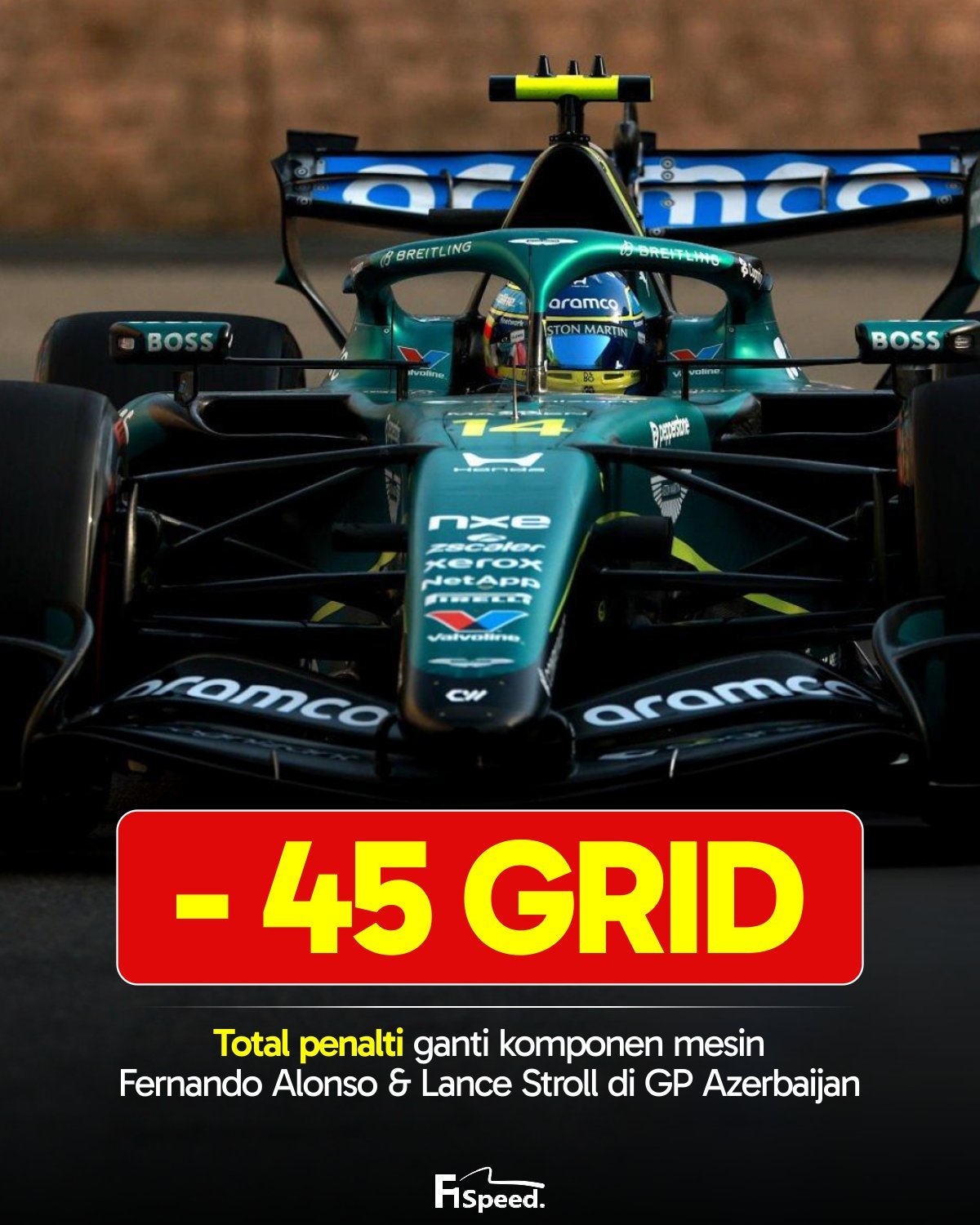 F1 由于更换了动力单元组件，两位阿斯顿·马丁车手确定将从F1阿塞拜疆大奖赛的发