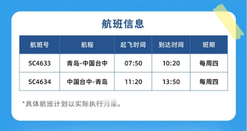 7.23日青岛-中国台中航线复航，单程飞行时间仅需要2小时30分钟。这速度，打个