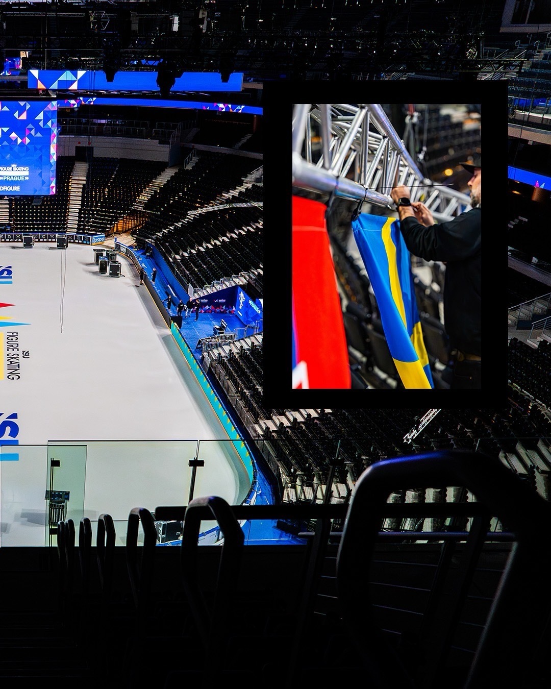 冬奥会 花滑风暴来临前的周日，双冰场冰面已准备就绪，布拉格O2体育馆的收尾工作正