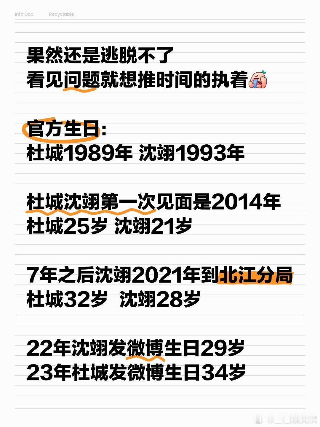 杜城沈翊认识的时间线看的有老师梳理的时间线，咱就是说真牛啊！！根据猎罪1剧里那个