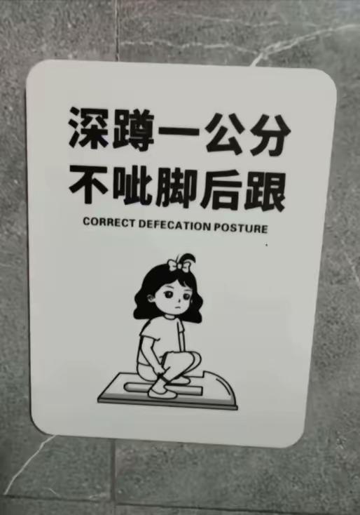 不要蹲太高，免得到处飘
力量控制好，阿姨好打扫
往后蹲一蹲，不淋脚后跟
蹲低压水