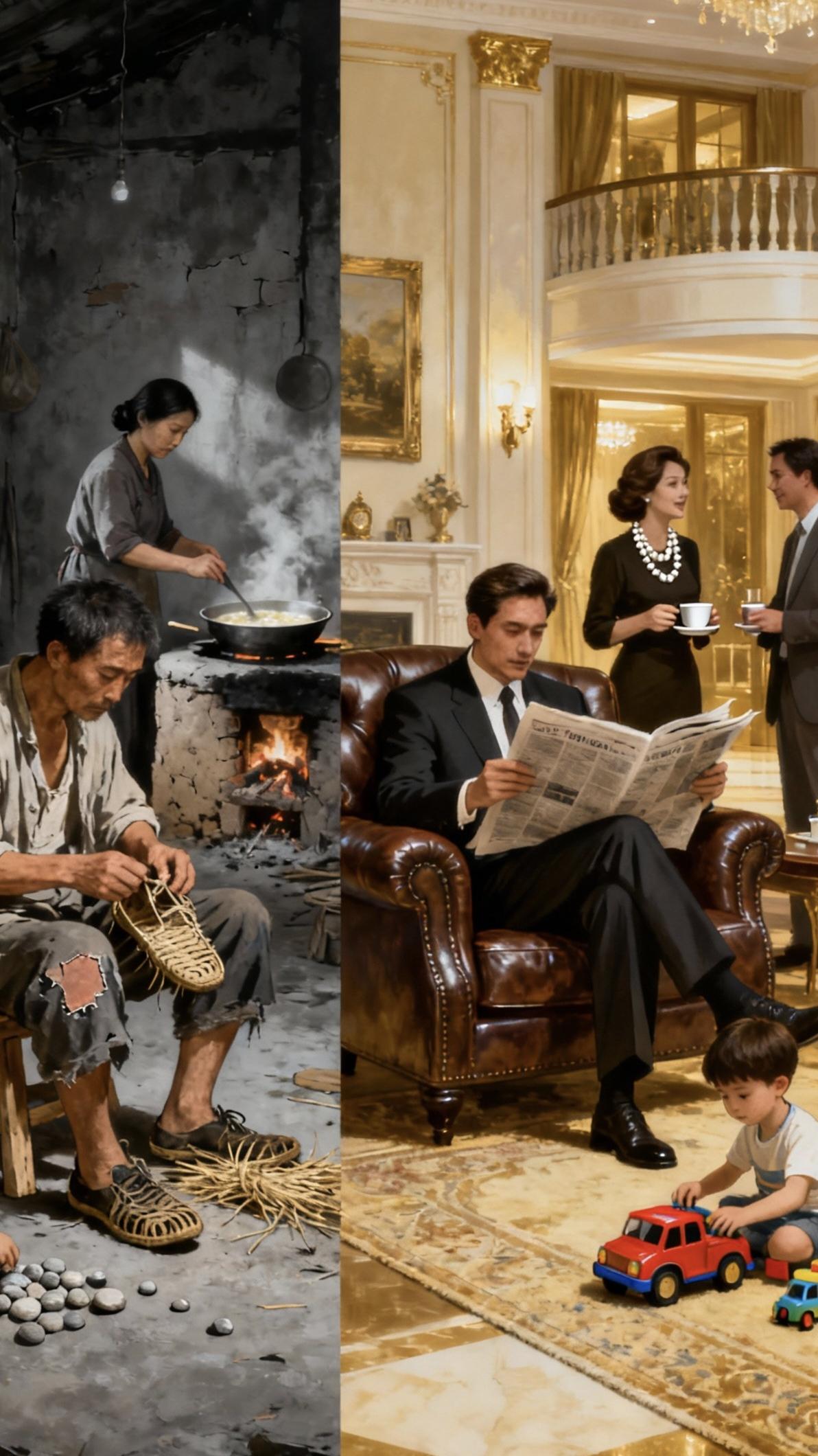 富人常以最低的投资去赚取财富，而穷人则靠最廉价的体力来赚钱养家，这其中的差异令人