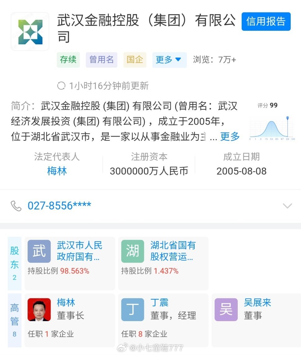 武汉三镇官方赞助商武汉金融控股集团增资至300亿天眼查工商信息显示，近日，武汉金