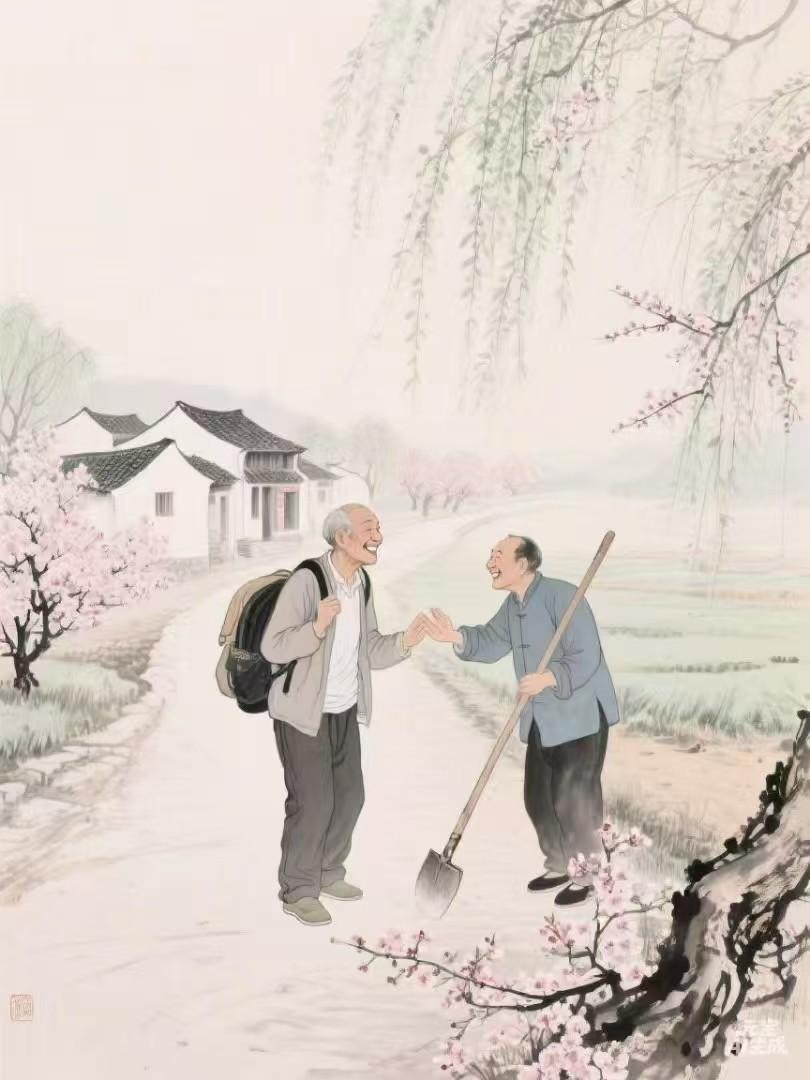 天净沙·问道安
东风料峭霜寒，
梦萦故里乡关。
夜叩柴扉问安，
笑谈尘漫，
岁寒