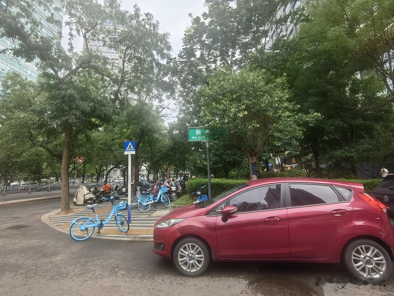 市民盼及时修剪】8月11日，在石家庄新尚街实拍发现，道路绿色路名牌被路边茂密树枝