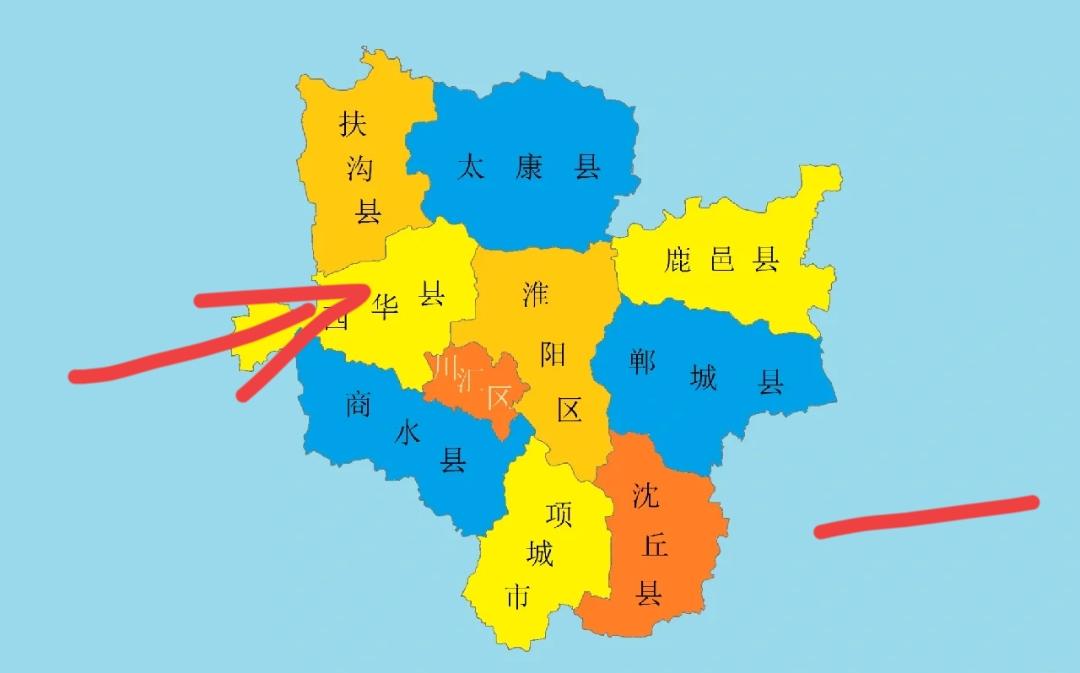 1194平方公里的西华县，在周口属中等体量，97万人，人口基数不小。西华地处黄淮