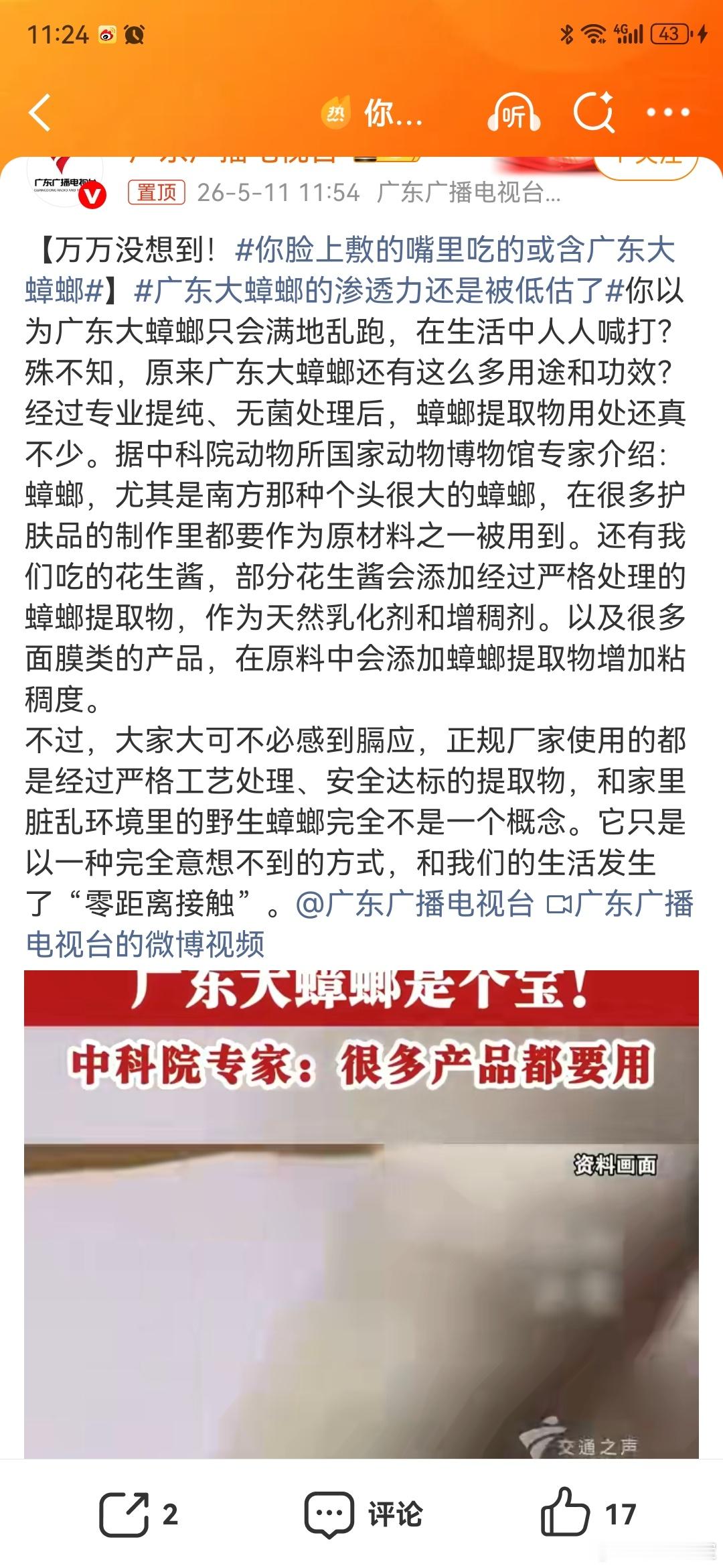你脸上敷的嘴里吃的或含广东大蟑螂你闭嘴我不需要知道这么渗人的信息你才吃广东大蟑螂
