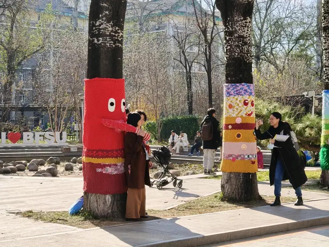 给树穿毛衣，不但有效地保护了树木，而且极大地美化了城市环境，更温暖了人心！