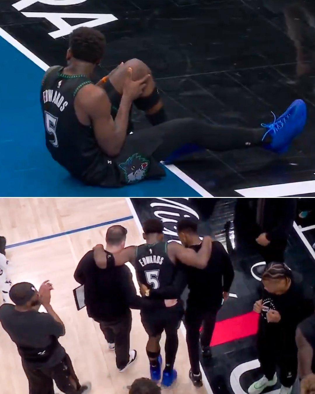 完了，华子膝盖反关节过度拉伸，看起来是大伤，森林狼和掘金这么精彩的一轮系列赛，被