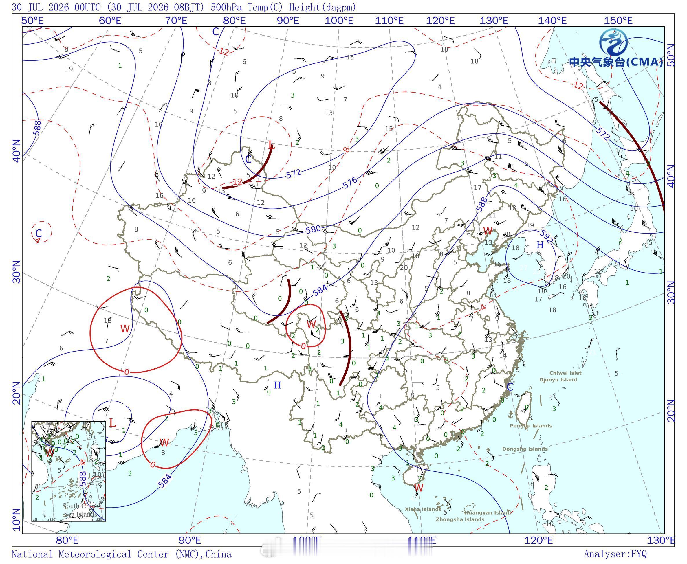 强对流天气 今天，华东地区虽然是被副高主力区控制，但局地的对流上升运动还是突破了