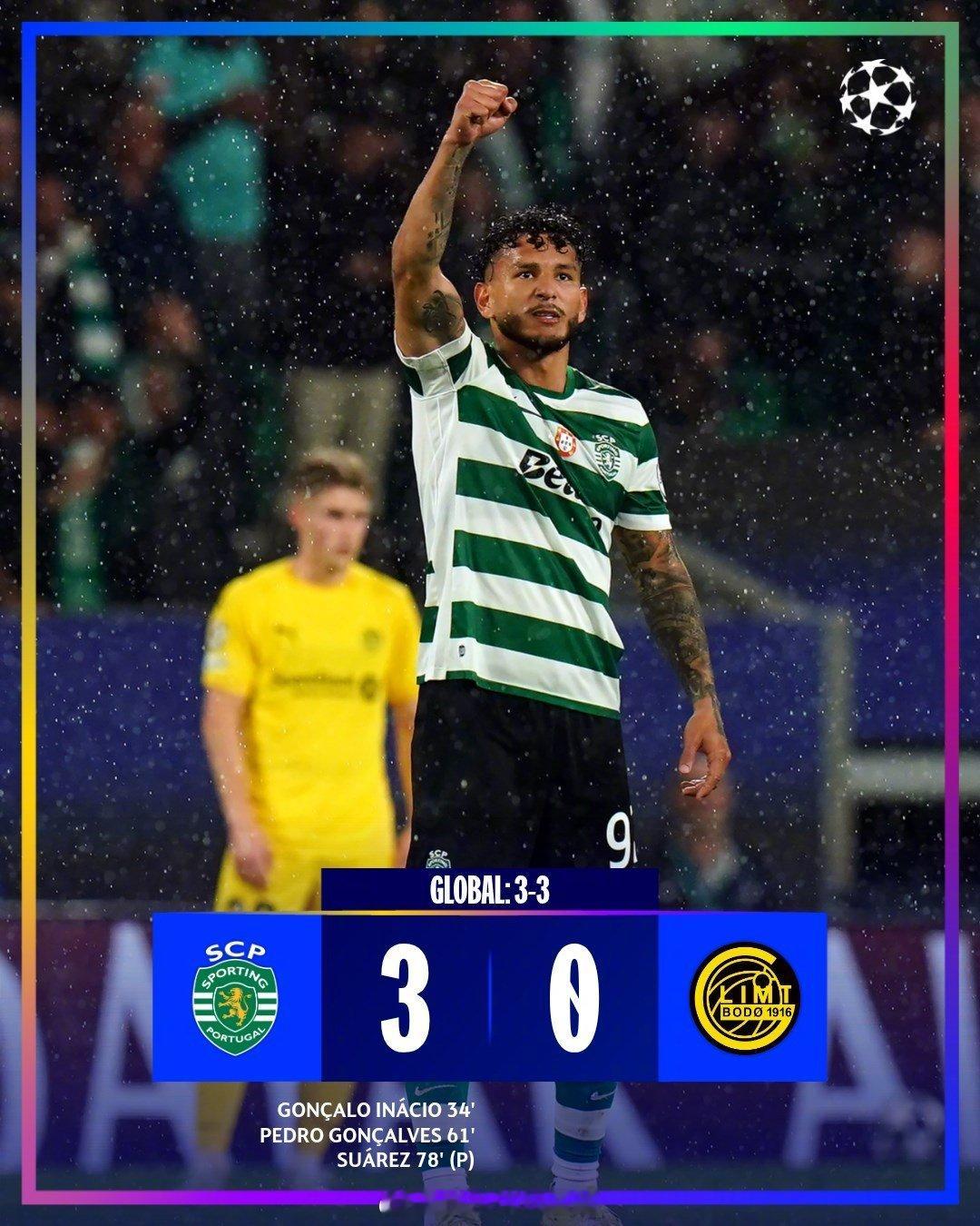 葡萄牙体育VS博德闪耀进入加时赛阶段！欧冠联赛葡萄牙体育vs博德闪耀  cr：U