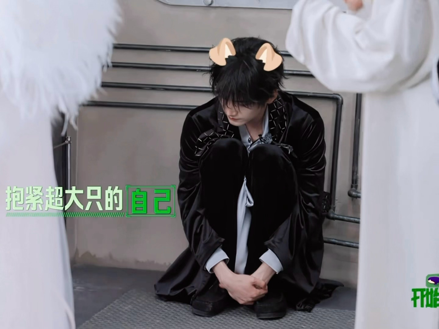 哎哟。。缩成一团的恐高小狗又可怜又萌的。。