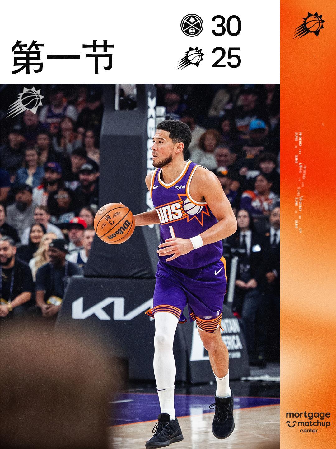 首节30-25，太阳暂时落后掘金5分菲尼克斯太阳旭日东升掘金vs太阳