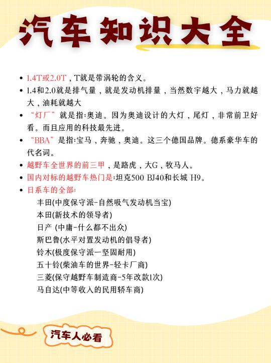 汽车知识大全，汽车人必看！