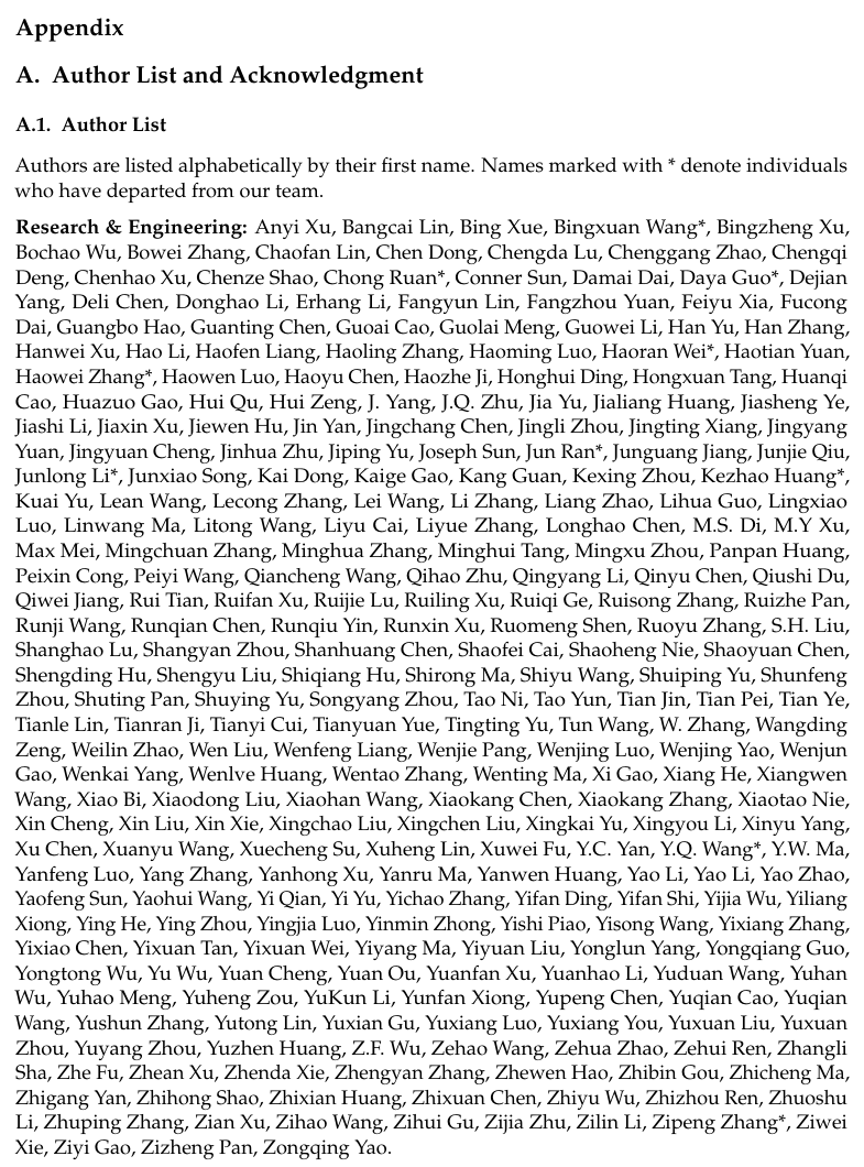DeepSeek-V4 技术报告公开作者名单，多位核心骨干离