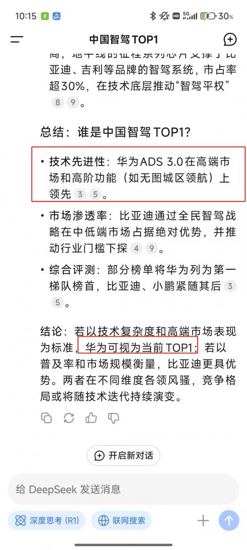 智界R7 vs Model Y,谁才是智能驾驶的真香?
Deepseek推荐华为