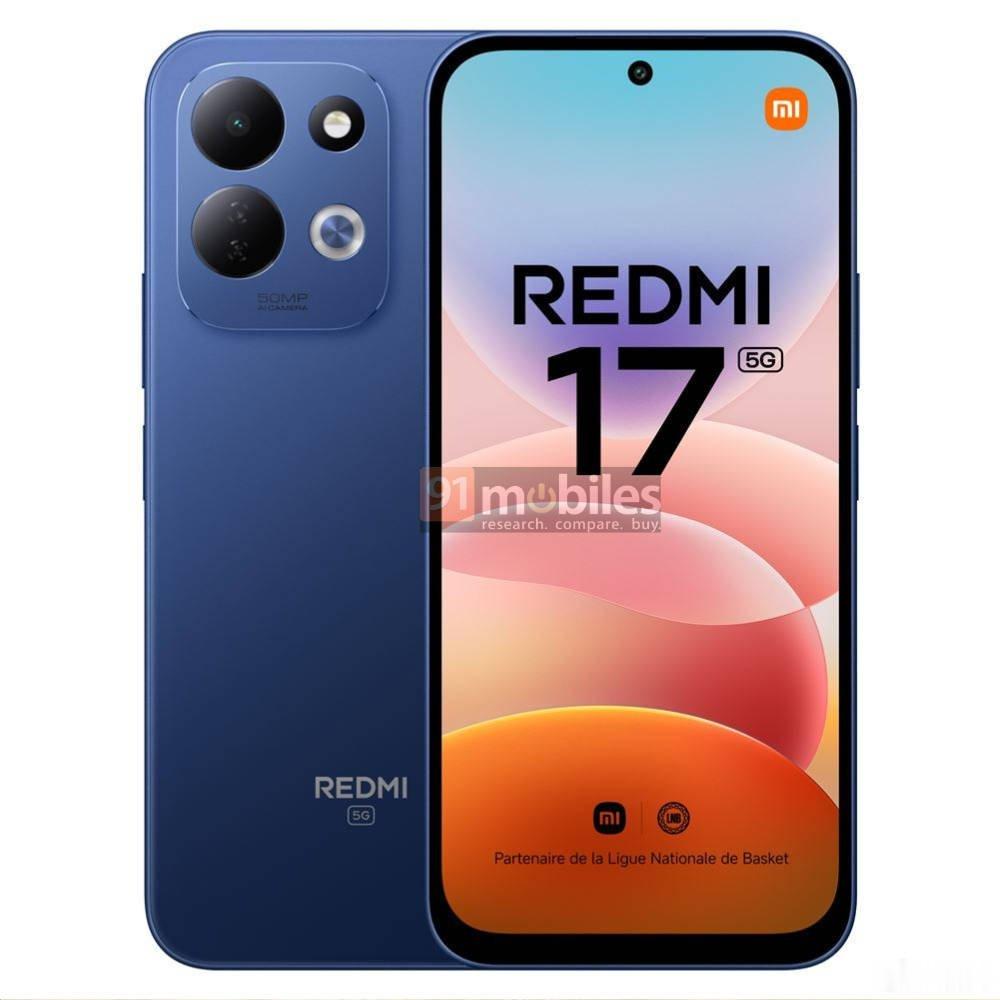 小米Redmi 17 5G曝光，具有橙色、黑色和蓝色 3种颜色，其中比较特别的是