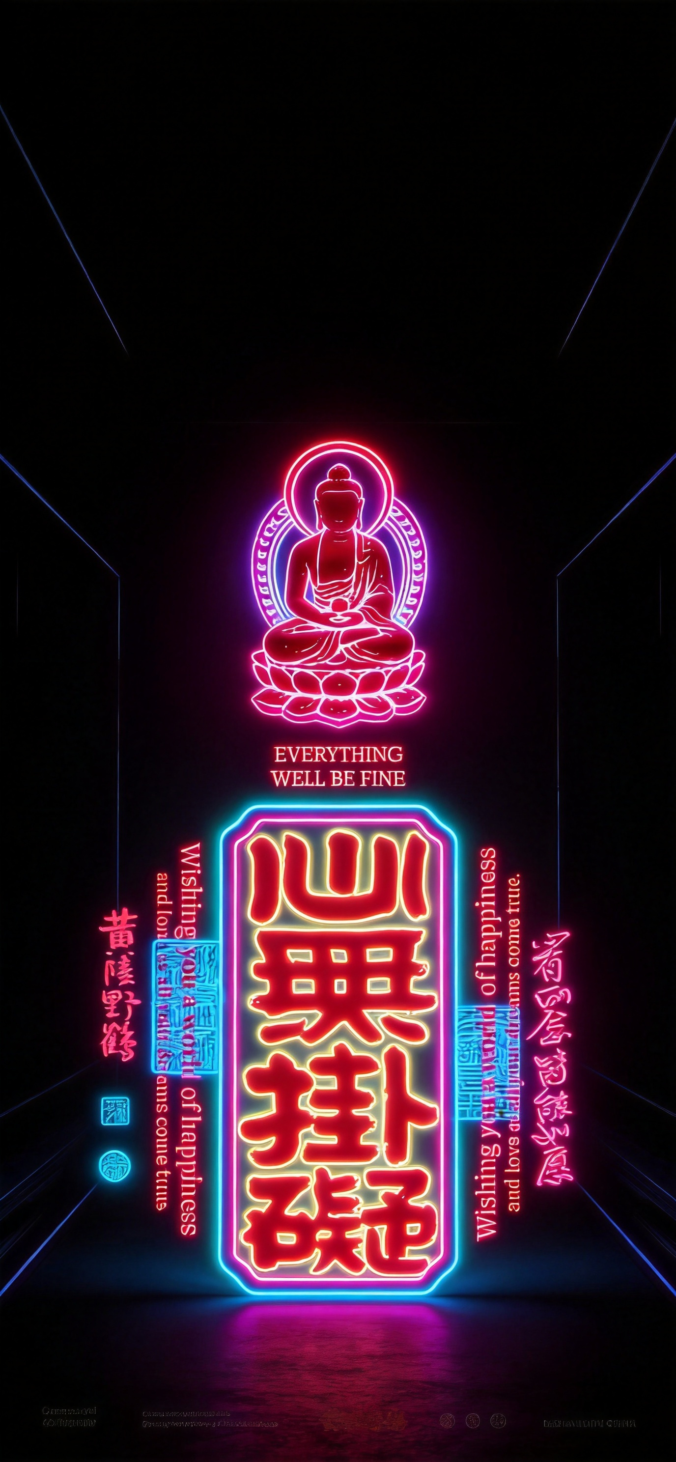 壁纸赛博朋克之佛系，佛系禅心，修己赛博朋克壁纸设计