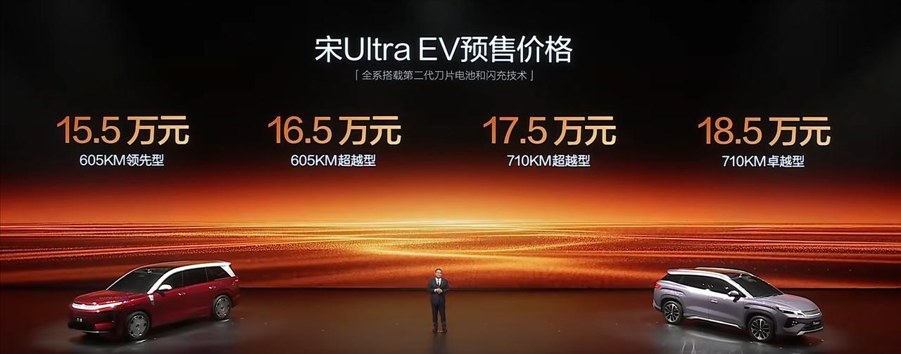 比亚迪宋Ultra EV发布，预售价格15.5万元起，搭载第二代刀片电池，最大续