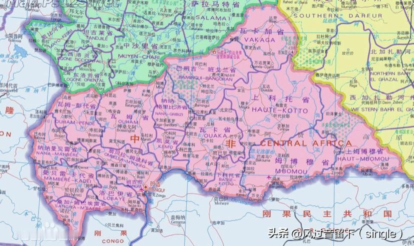 中非共和国各行政区划面积
中非共和国，总面积为623000平方千米，辖16省、1