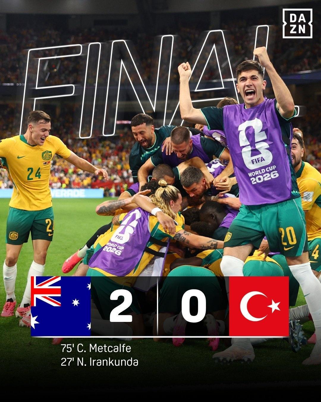 宣言已发出。澳大利亚队抵达世界杯，立即惊艳全场，在温哥华以2-0击败土耳其队。本