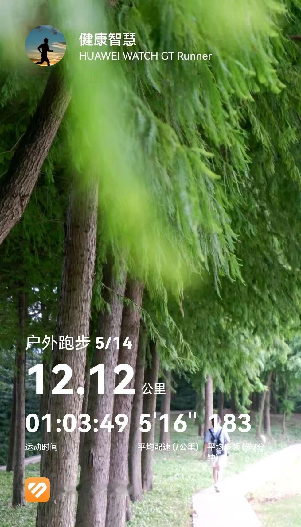 跑步打卡2026年5月14日星期四，晨，多云到阴，局部地区有短时阵雨转多云到阴，
