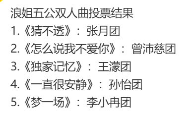 五公组队及选曲浪姐五公分组及选曲五公的分组和选曲！ 