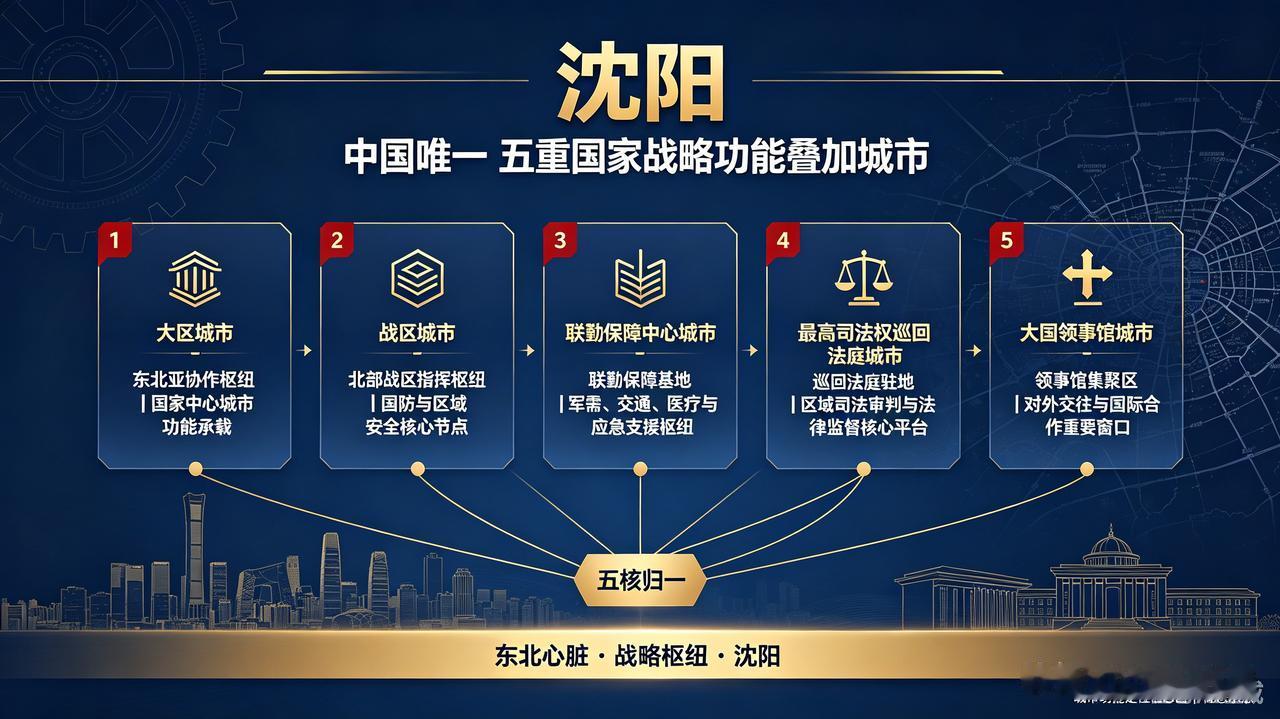 中国唯一五重国家战略功能叠加城市这就是沈阳
沈阳一直都是国家战略重点城市
大区+