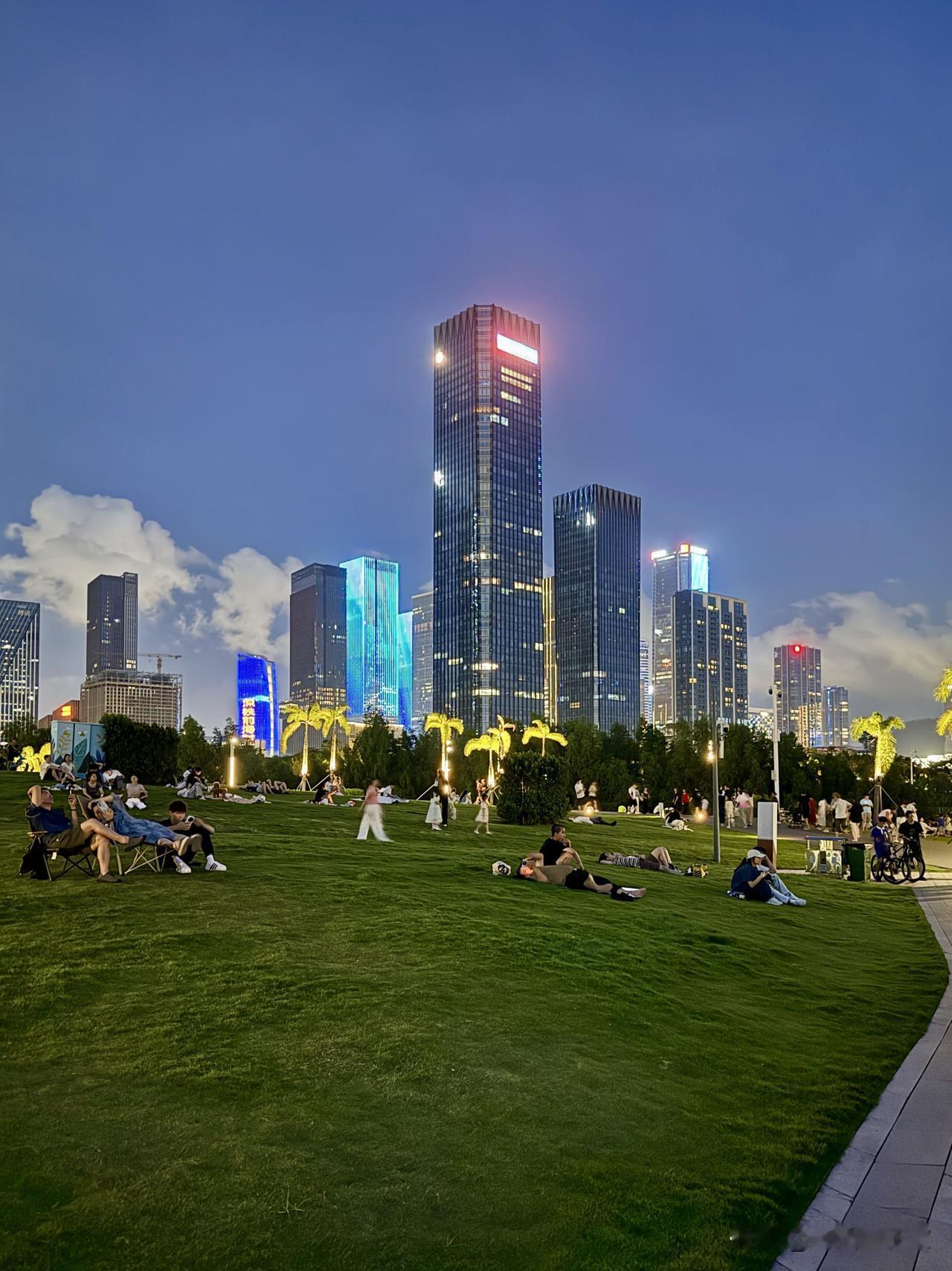 深圳前海湾的夜色，那真是绝了！夜幕降临，华灯初上，整个前海湾就像被点亮的梦幻世界