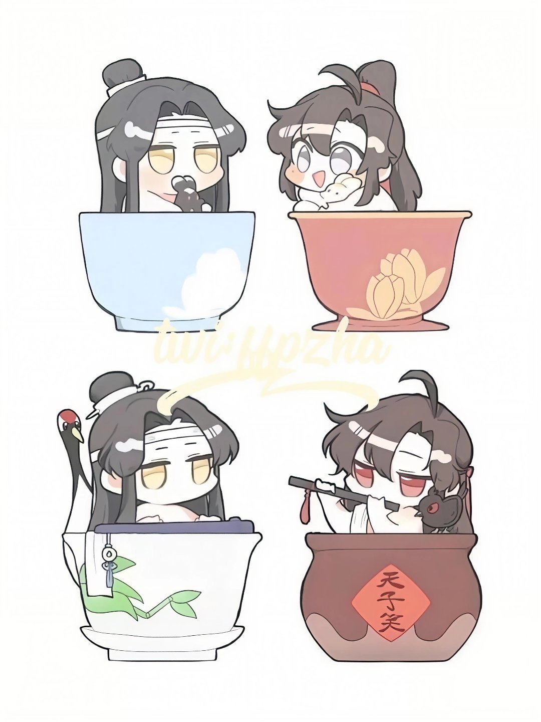 杯子和罐子里装啥了？有装衣服吗？画师x:ffpzha魔道祖师忘羡