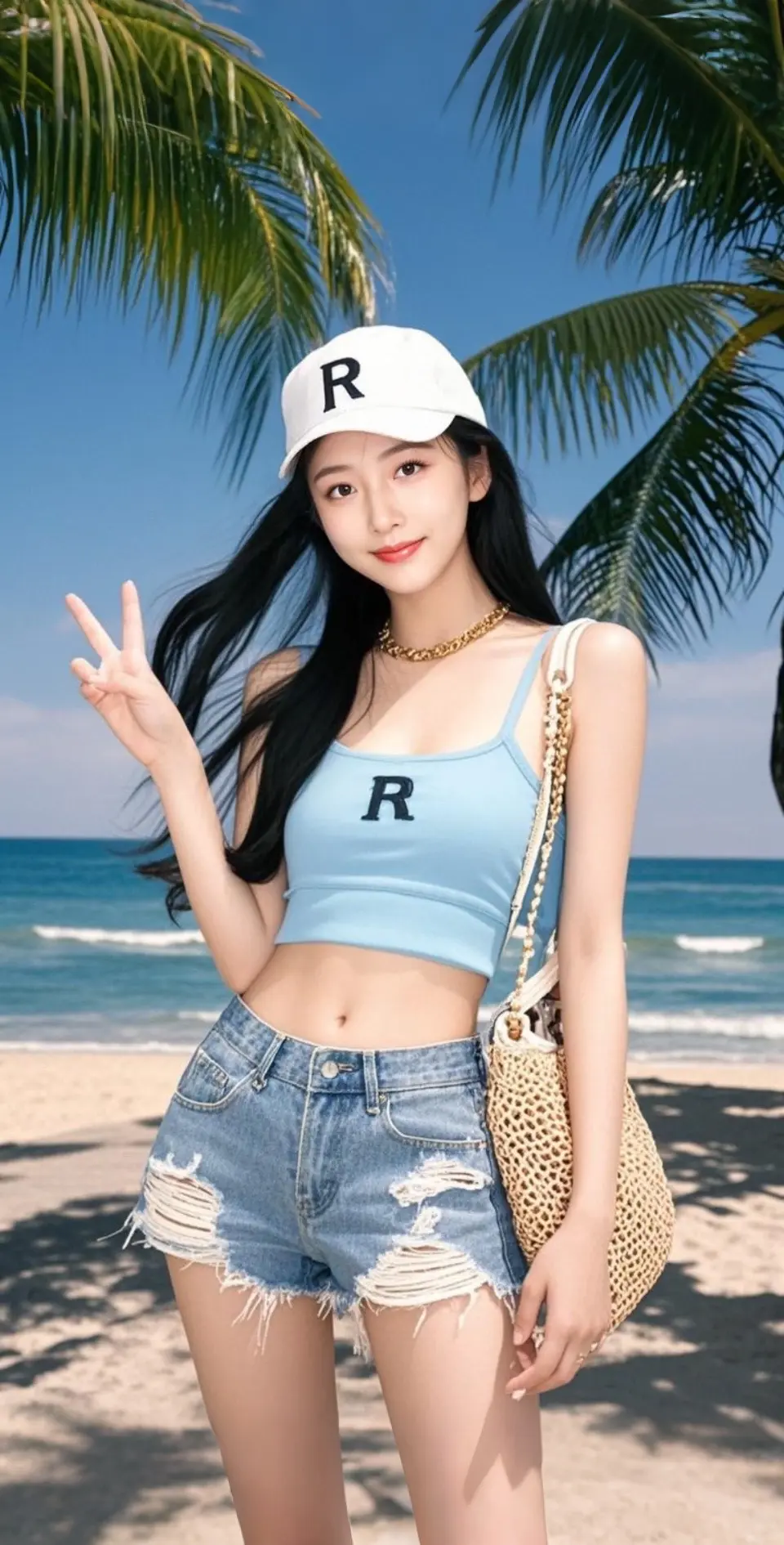AI扩图 AI海滨俏影