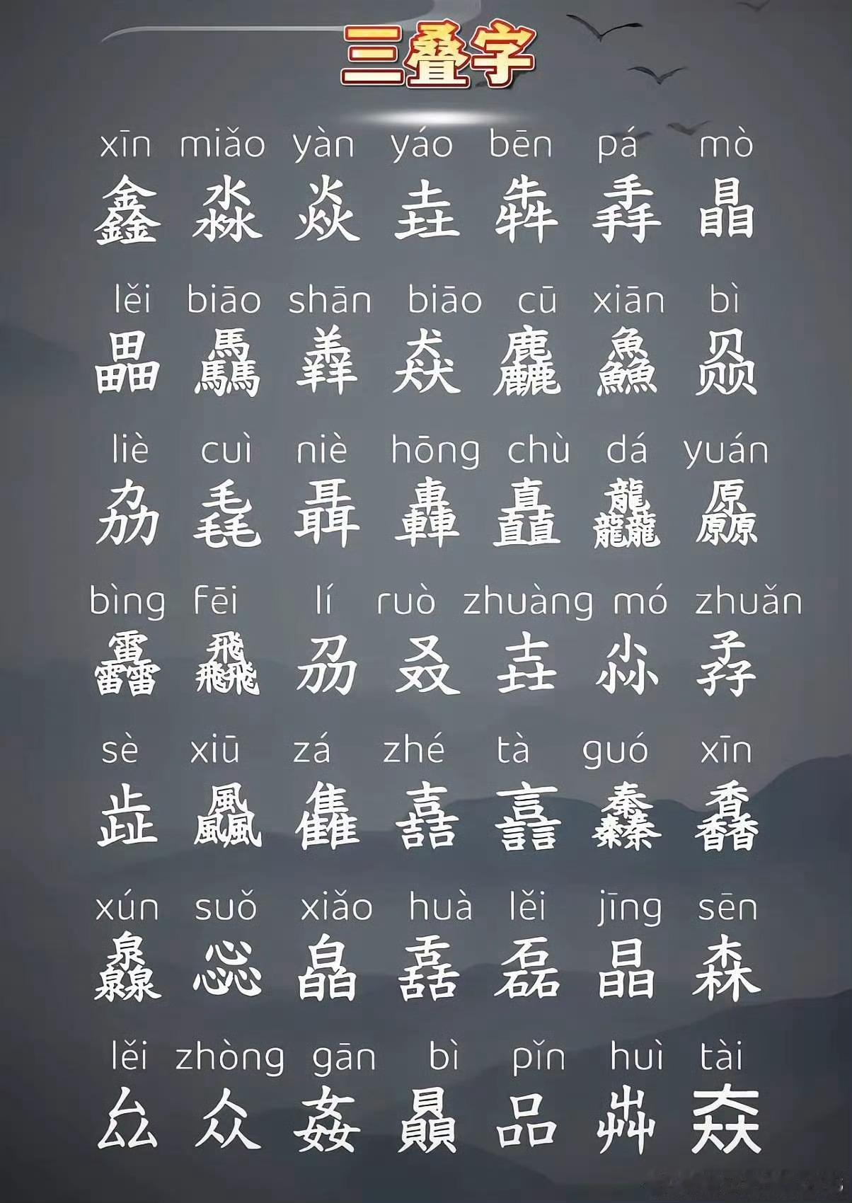 三叠字，没想到有这么多，记不住，先收藏一下。 