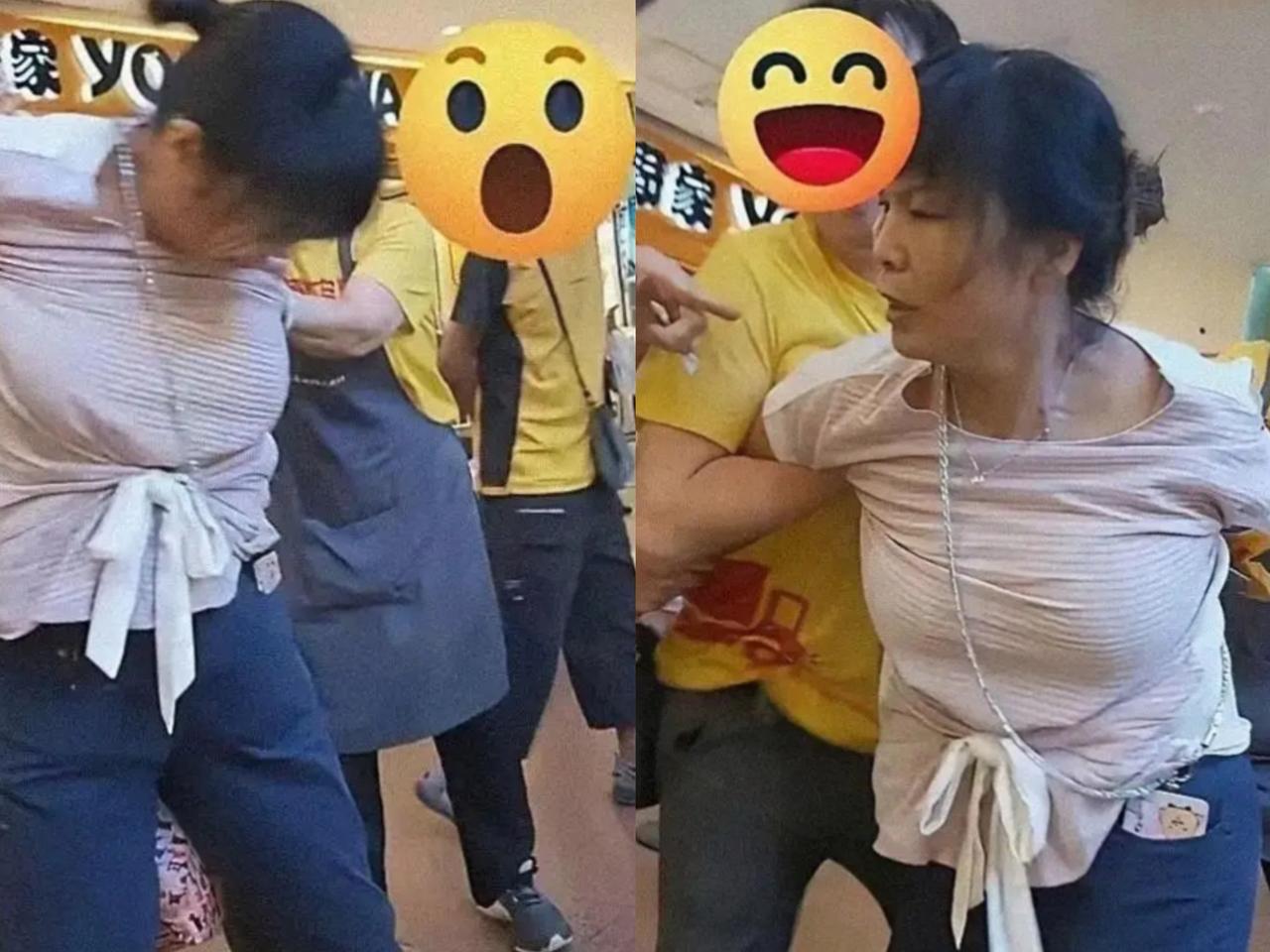 这下出名了！
超市里围了一圈人，
凑近一瞧，几个人紧紧抓着大妈胳膊，大妈头低得都