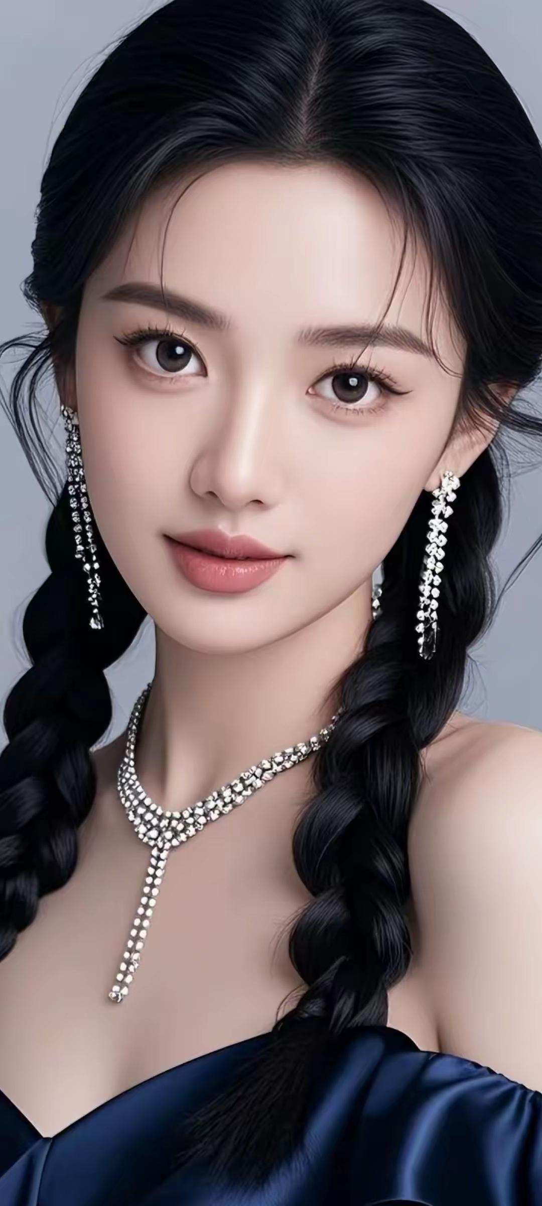 黑发长编，银光闪闪，赏心悦目