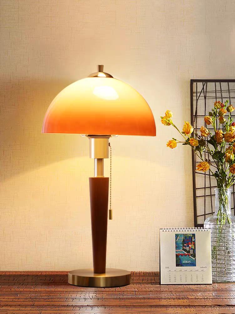 中古风客厅台灯主卧室床头柜灯高级感复古高档书房办公灯蘑菇台灯