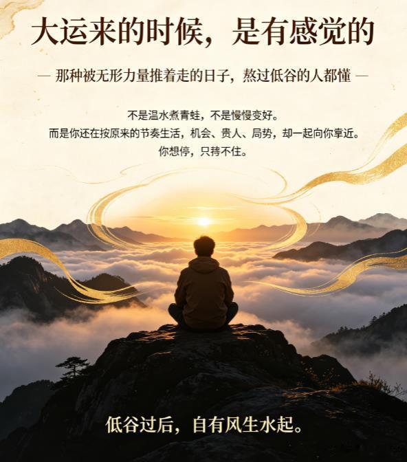 熬过低谷的人都懂，大运将至，是有预兆的。人在低谷的时候，最是煎熬。你拼尽全力折腾
