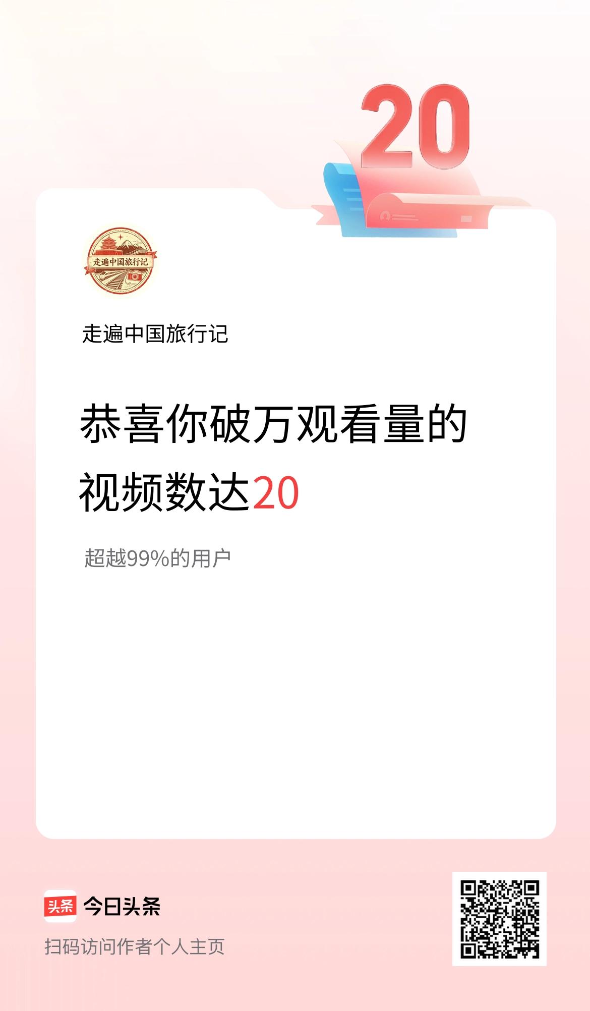 我在头条有20条视频播放量破万了！