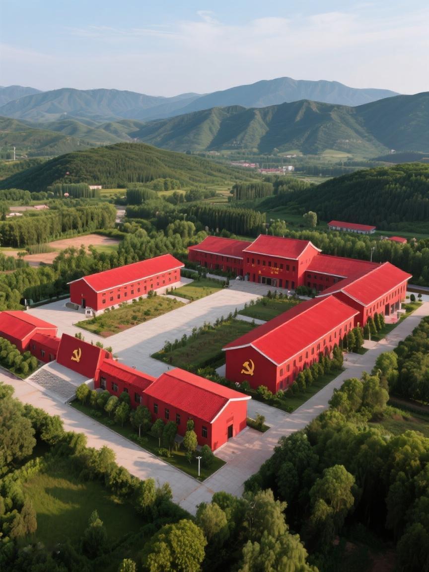 AI妙生图红墙在青山绿林间闪耀，似历史的烙印，见证岁月，亦启迪未来。
