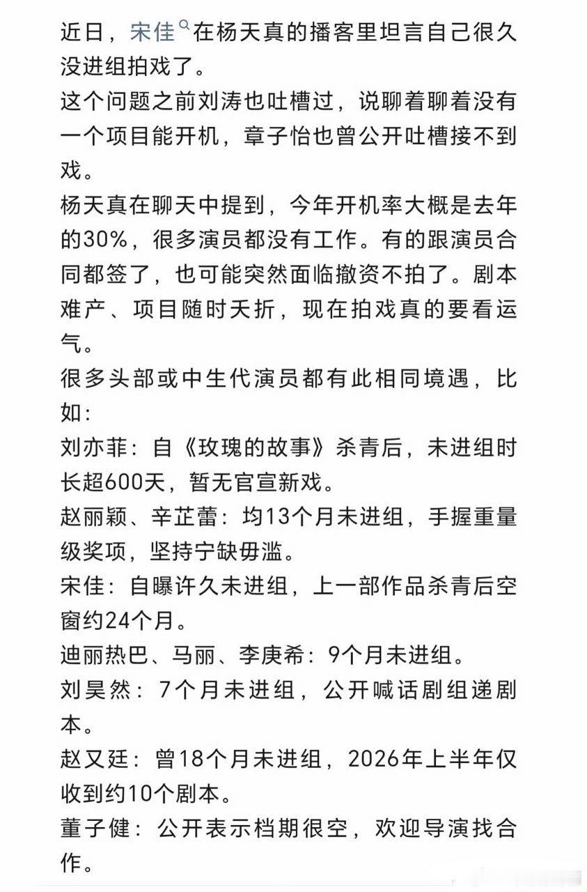 影视寒冬进组难 