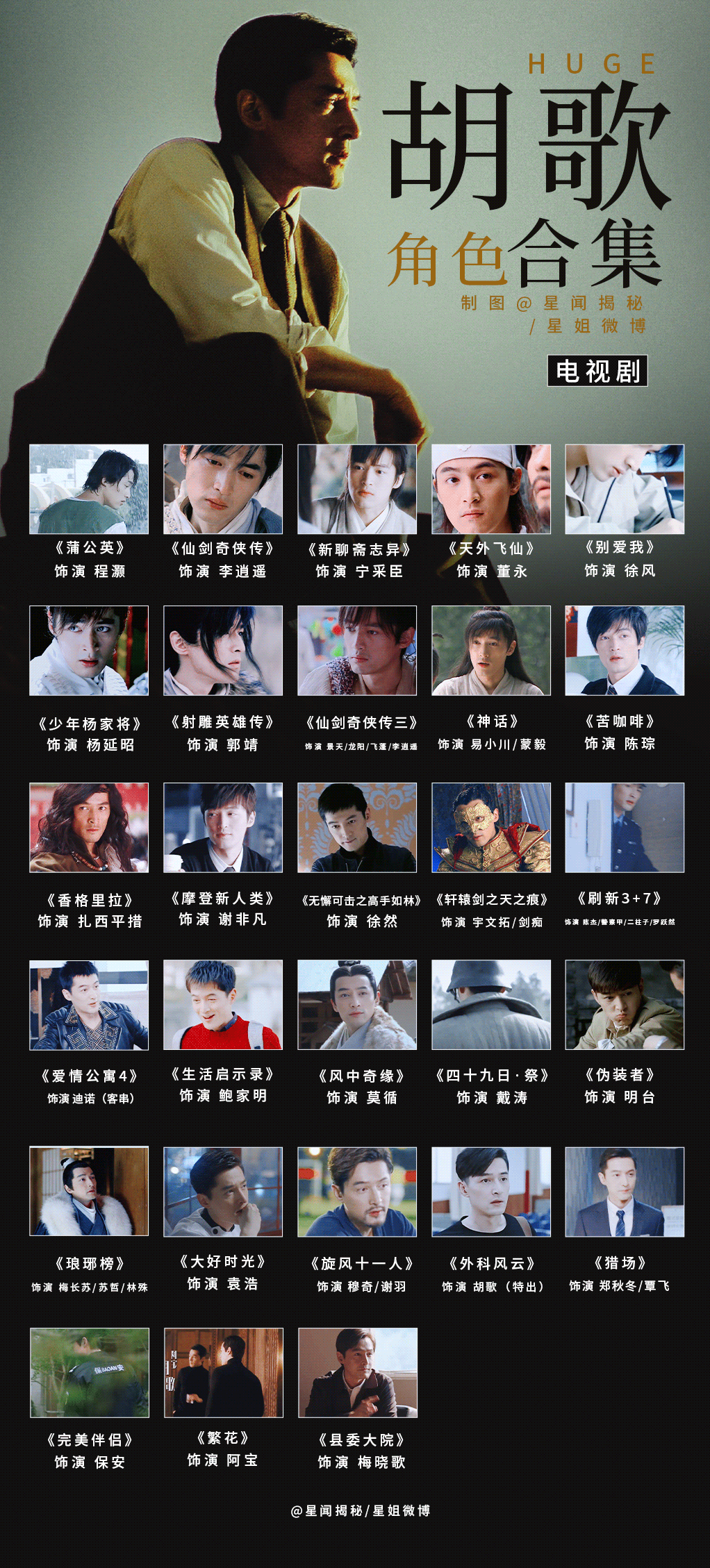#胡歌的电视剧# 大二的时候，胡歌演了第一部作品叫《蒲公英》，不仅贡献了荧幕初吻