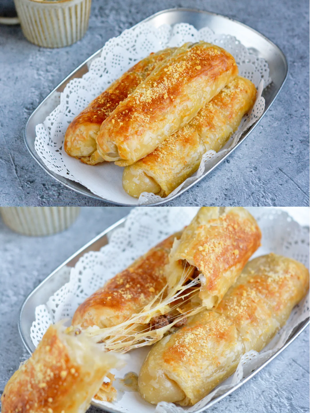 空气炸锅｜手抓饼｜牛肉芝士拉丝饼