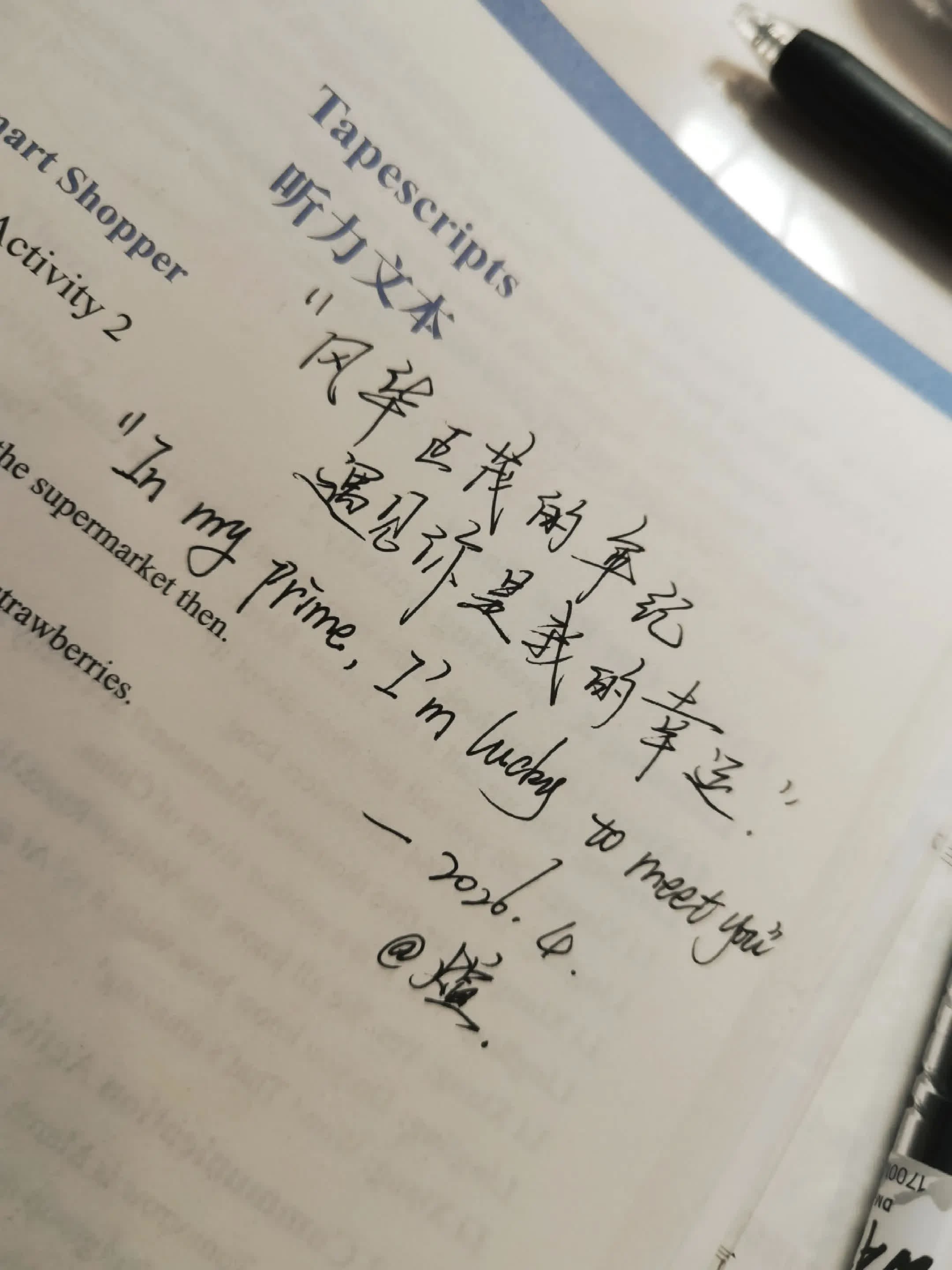 遇见你是我的幸运。手写文案 