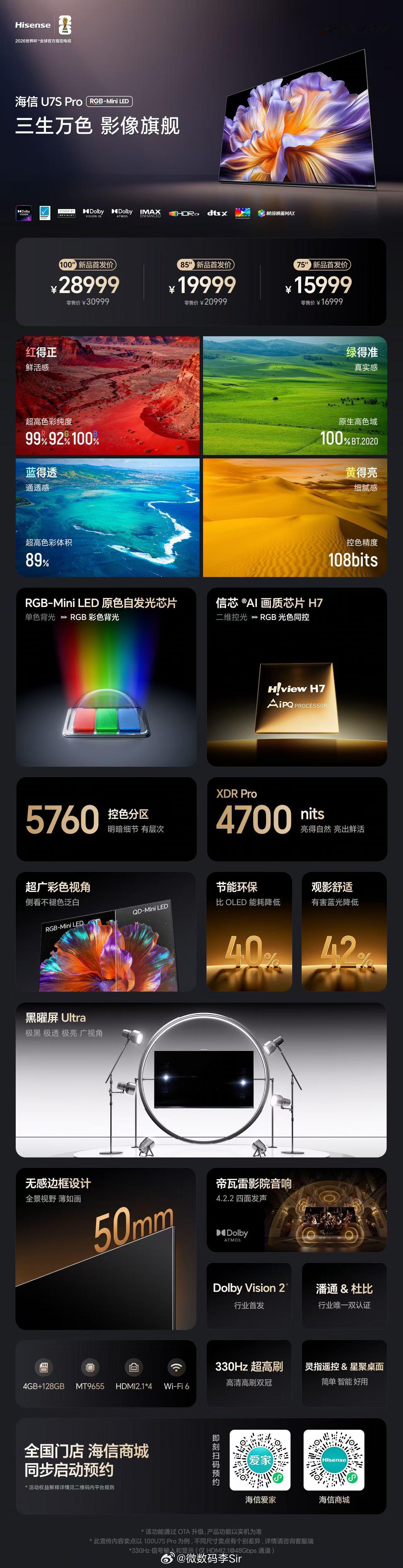 RGB光色同控 协同光与色的三维跨越海信U7S Pro三生万色 影像旗舰全国火热