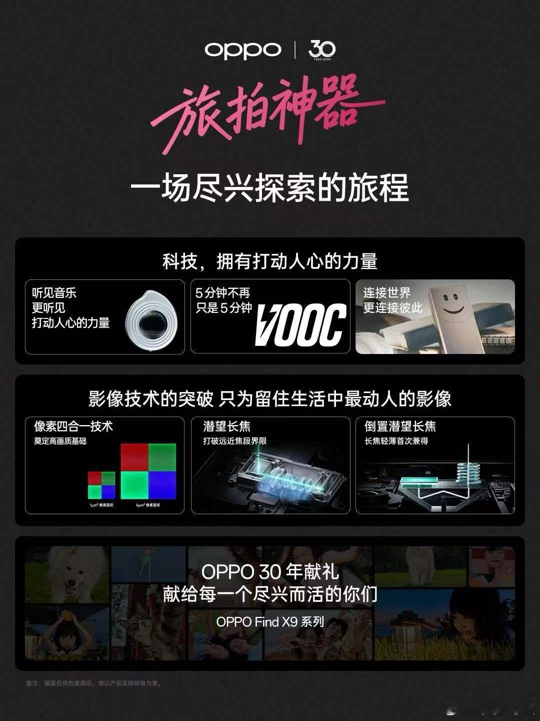 今年是OPPO创业的第30年，从音乐的力量到极致的闪充，OPPO用三十载技术沉淀
