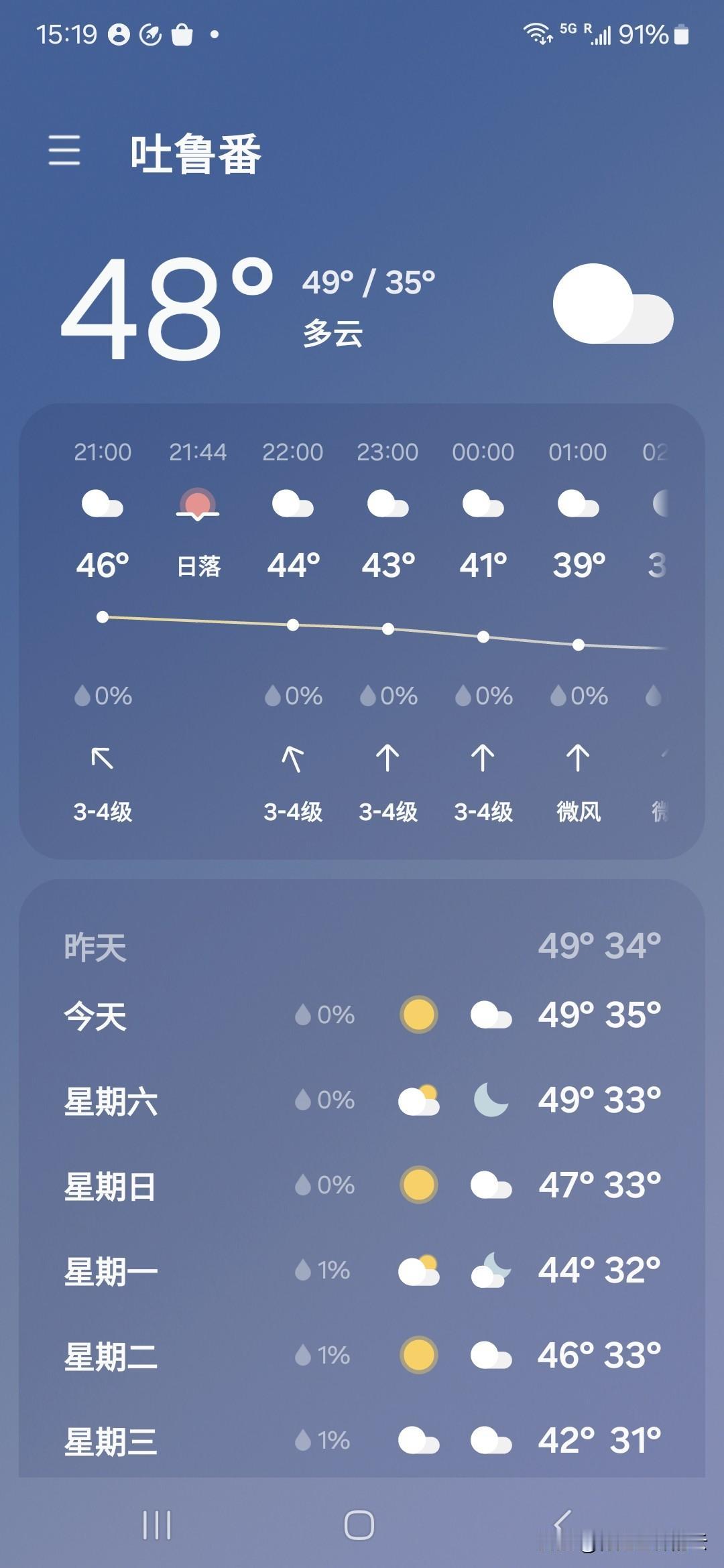 原来以为气象台预测超过40度就不报，看来是没去吐鲁番，49度。