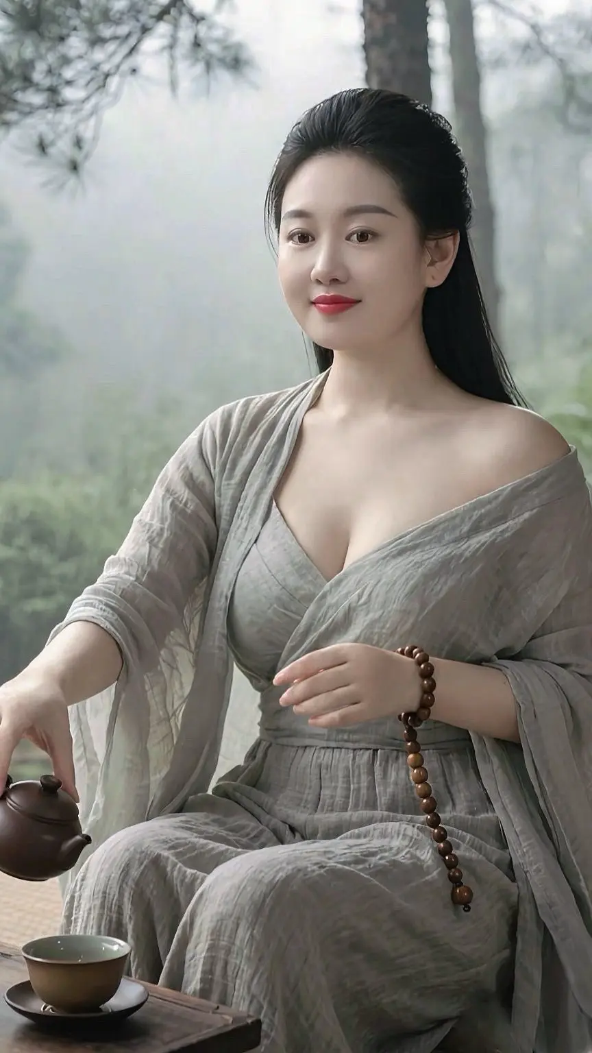 细雨绵绵，伊人渐行渐远天边。前尘旧梦，随风散作云烟。山高水远，终究情深...