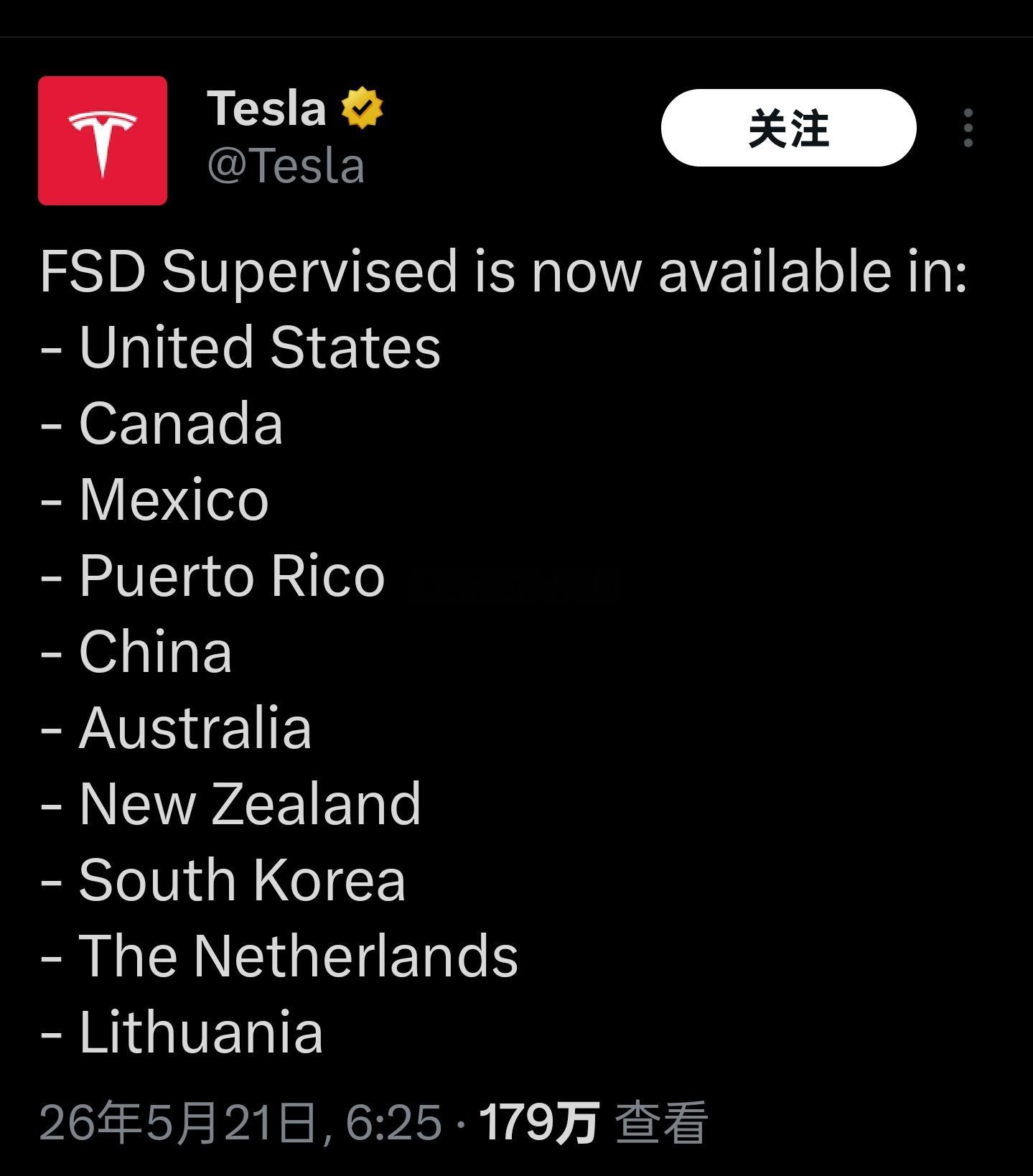 马斯克这趟中国没白跑，特斯拉今天官宣：FSD监督版现已在中国等地区使用。FSD监